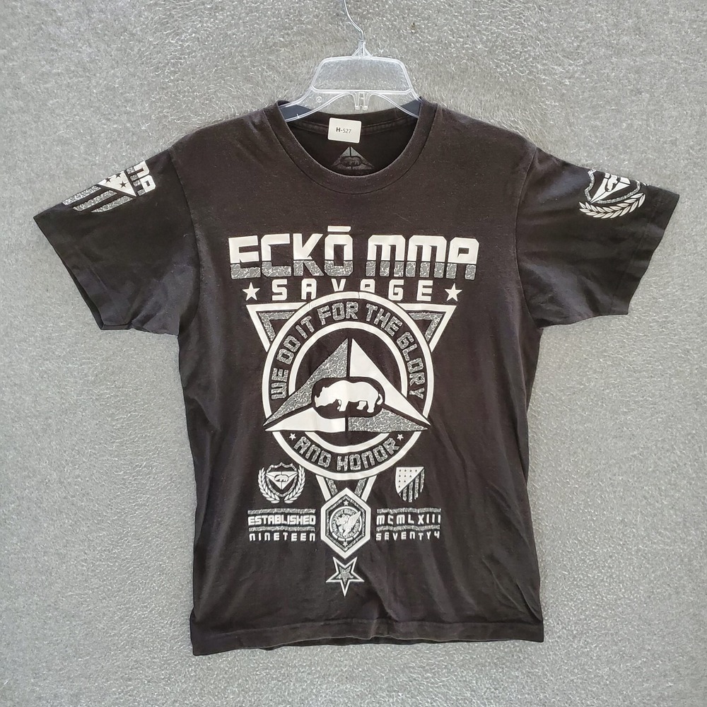 Ecko Unltd Men Shirt Medium Black Logo Graphic MMA Savage Tee READ